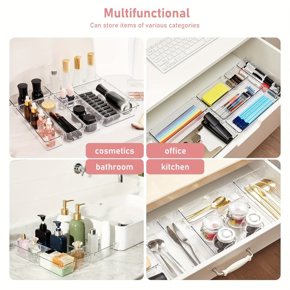 37-Piece Clear Drawer Storage Box Set - Large Capacity Multifunctional Makeup Organizer for Makeup and Skincare Storage
