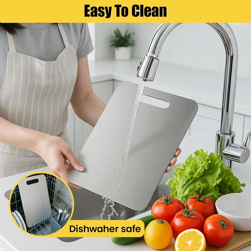 Durable Stainless Steel Cutting Board - Reversible & Available in Three Sizes Food-Safe Chopping Blocks