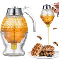 Modern 8 oz Food-Grade Plastic Container Transparent Plastic Honey Dispenser with Drip-Free Stand and Scoop for Parties