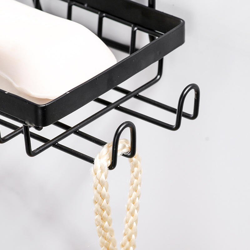 Hot Sale Iron Multifunction Self-Adhesive Bathroom Shower Shelf Wall-Mounted Towel Rack No Drilling