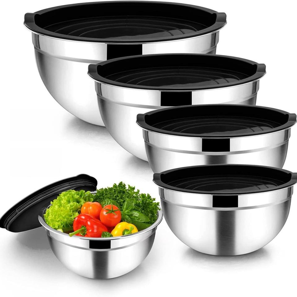 5-Piece Covered Mixing Bowl Set, Stainless Steel Collection