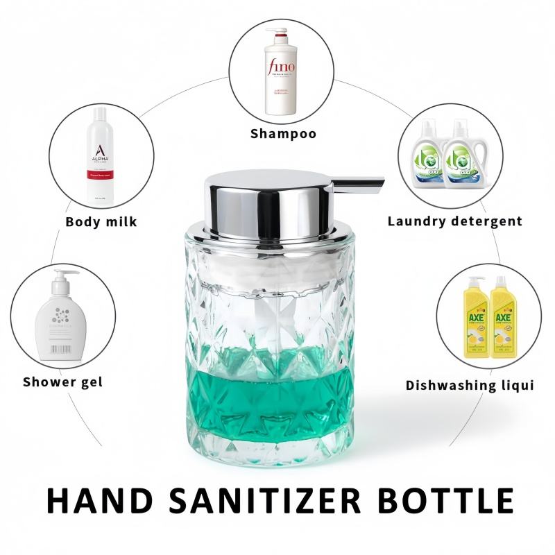 Refillable Clear Glass Pump Bottle for Kitchen and Bathroom Foam Soap