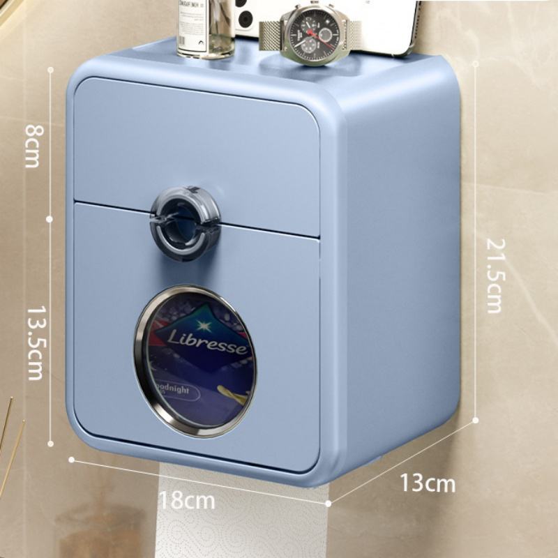 Modern Bathroom Tissue Box Holder with Wall Mount Storage Shelf