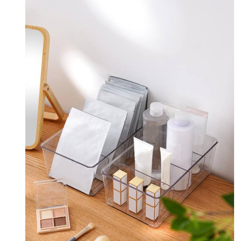 Stackable Clear Refrigerator Organizer with Divider for Snacks and Drinks Storage