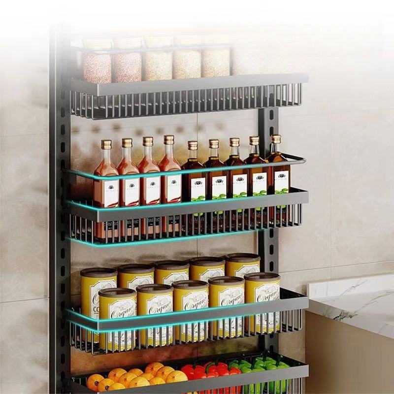 Hanging Spice Storage Rack with Three Layers for Wall-Mounted Kitchen Organization