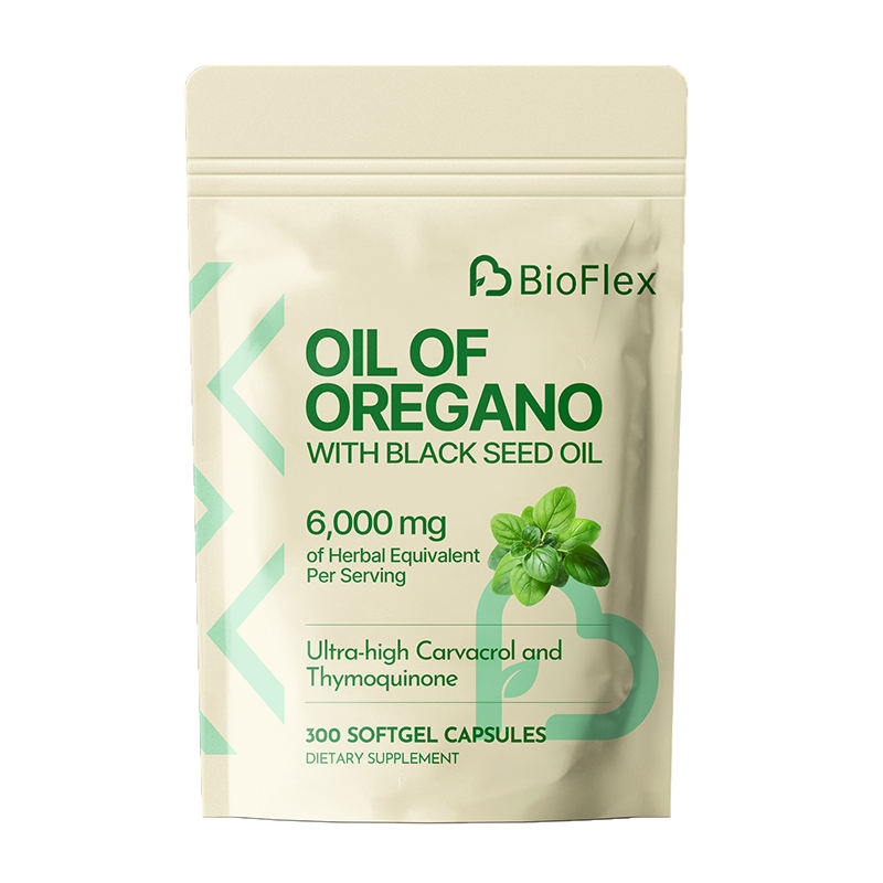BioFlex Wholesale Private Label Natural Herbal Formula Bio-Oregano Oil with Black Seed Oil Softgel Capsules Dietary Supplement