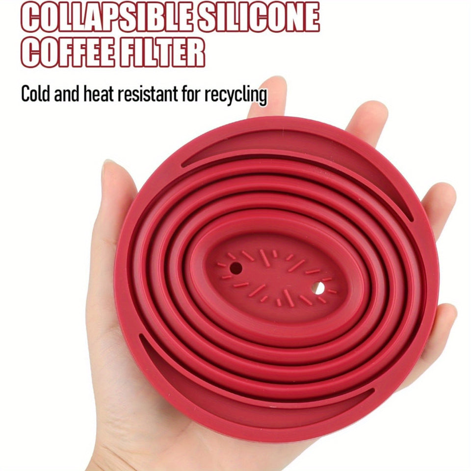 Foldable Coffee Dripper for Camp Coffee, Reusable Silicone Coffee Filter Holder for Camping and Travel