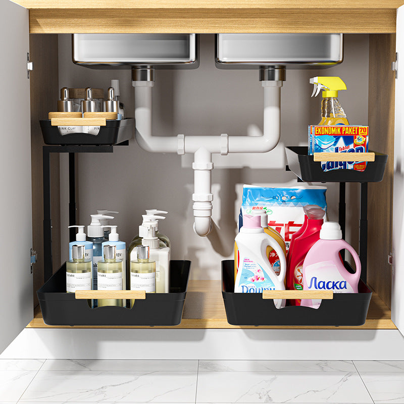 Expandable Sink Organizer Shelf for Home Kitchen Folding Sink Rack and Bathroom Cabinet Storage Organization