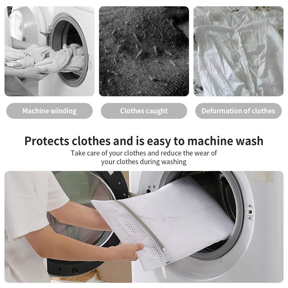 Foldable Wash Bags Set - Mini and Large Sizes, Mesh Laundry Bags for Travel, Clothes Separation