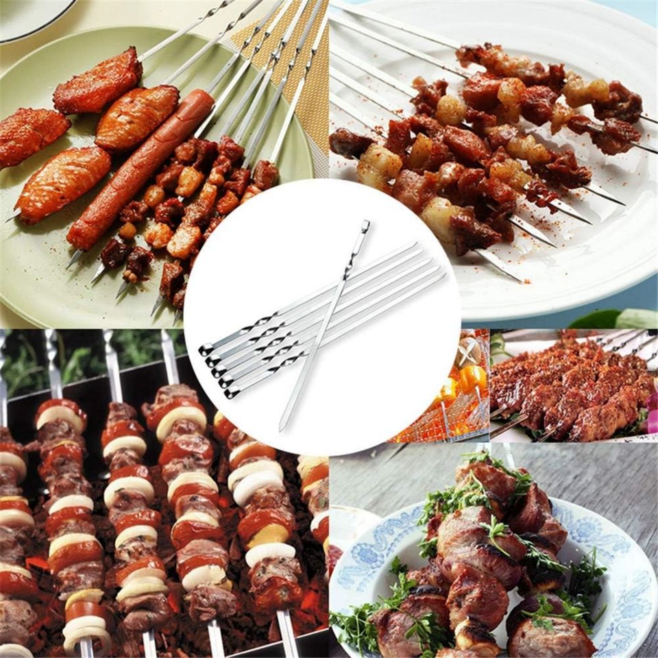 8-Piece Stainless Steel Grilling Skewers Set