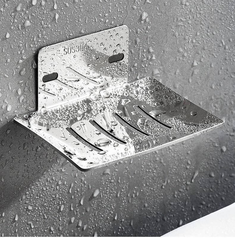 Modern White Stainless Steel Wall Shower Sponge Drain Rack Sink Shelf Bathroom Soap Dish Holder