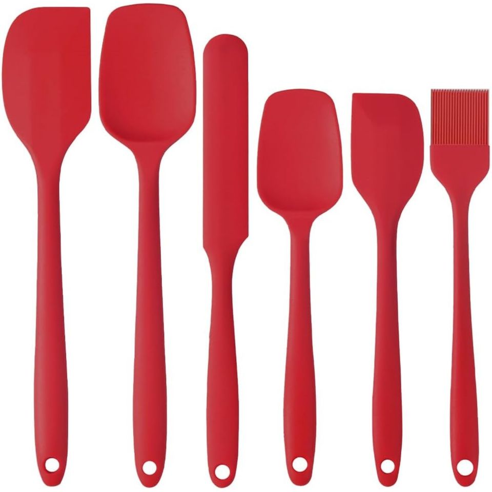Heat-Resistant Silicone Spatula Set, 6 Pieces - Non-Stick Cooking Utensils Safe for Baking, Cooking, and Mixing