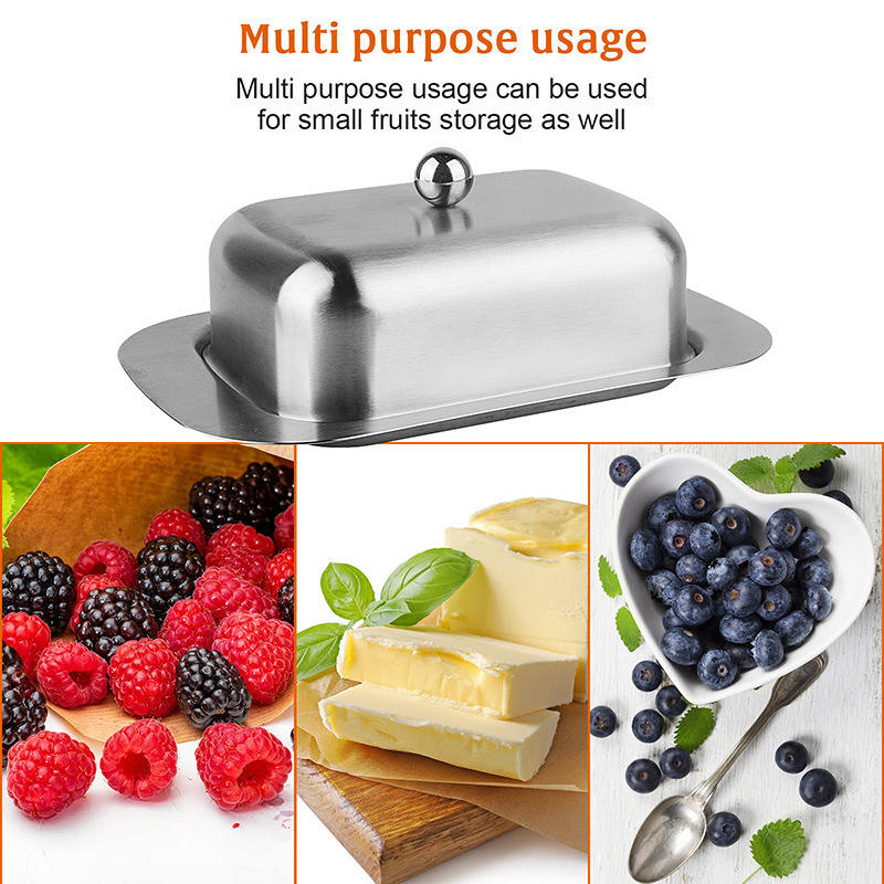 Stainless Steel Butter Box with Lid and Handle for Cheese, Cake, and Dessert Storage