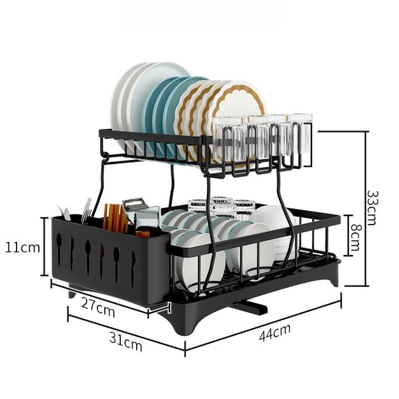 Kitchen Sink and Dish Rack with Removable Sink-Side Shelf and Utensil Storage Rack