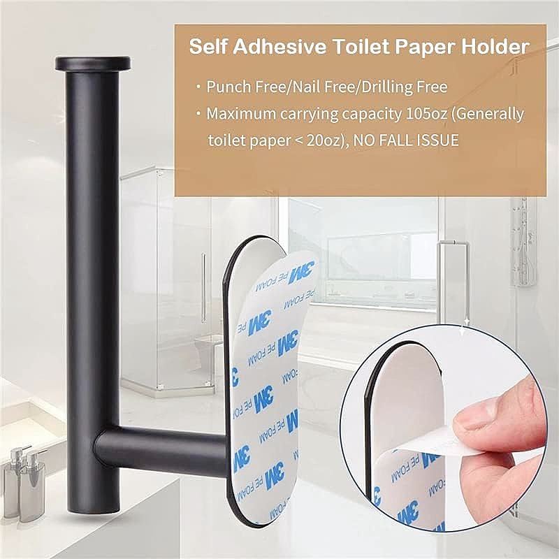 Self-Adhesive Toilet Paper Holder Wall Mount for Bathroom, Stainless Steel Toilet Paper Roll Holder, No Drilling
