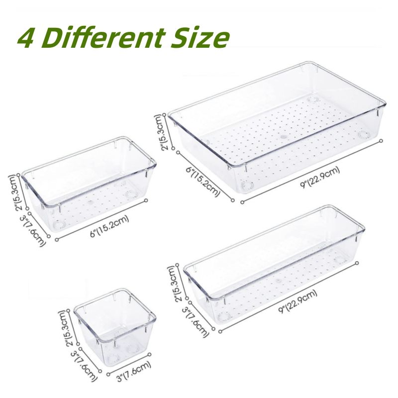 Plastic Drawer Organizer for Kitchen, Wardrobe, Bathroom, Office - Set of 10/17/27 Pieces