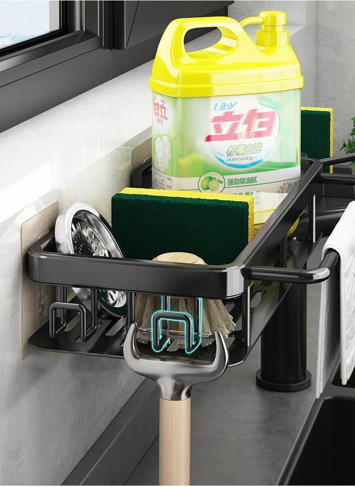Kitchen Sink Shelf Organizer Soap Sponge Holder Drain Rack Storage Basket