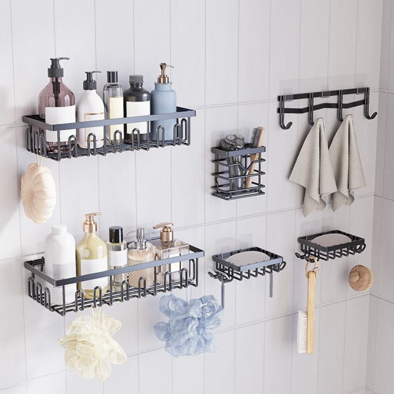 Modern Iron Wall-Mounted Bathroom Shelf for Kitchen Shower Home Use