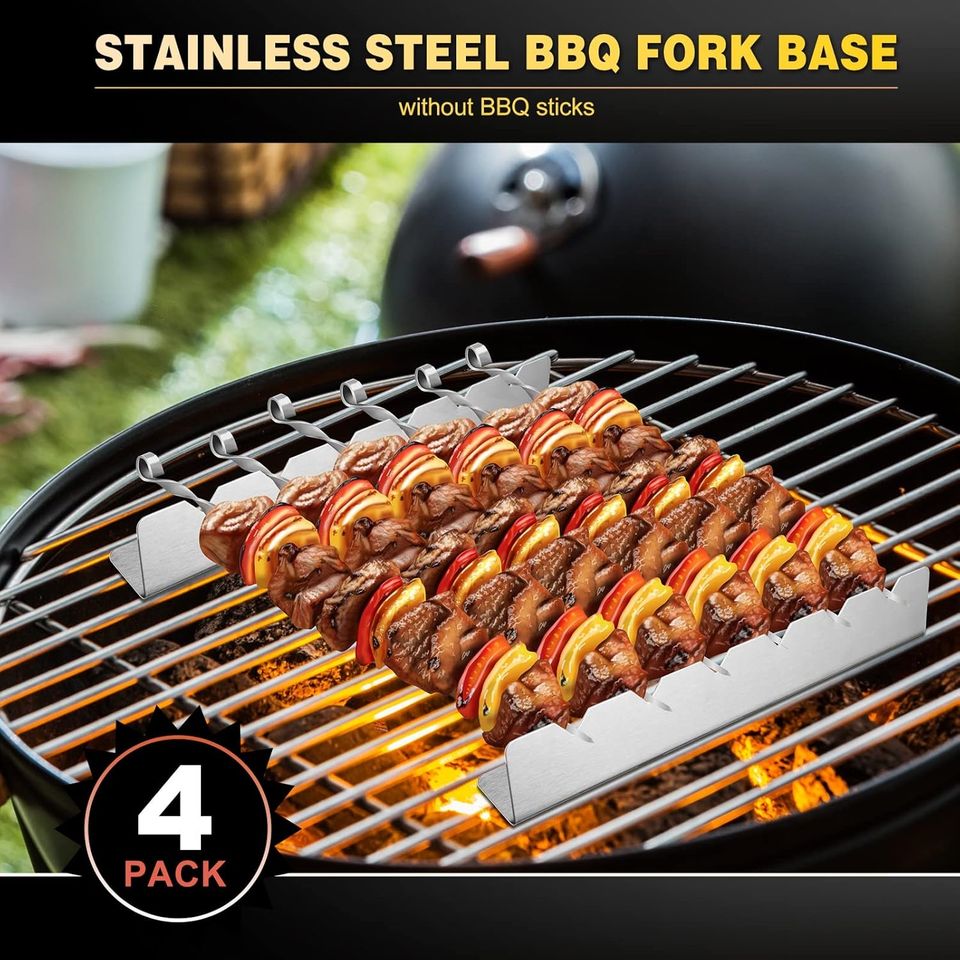 Stainless Steel Multifunctional Kabob Rack for Long Skewers BBQ Accessory