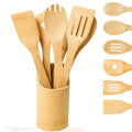 Durable Eco-Friendly Kitchen Utensil Set Made of Wood and Bamboo with Holder, Home Cooking Tools Set