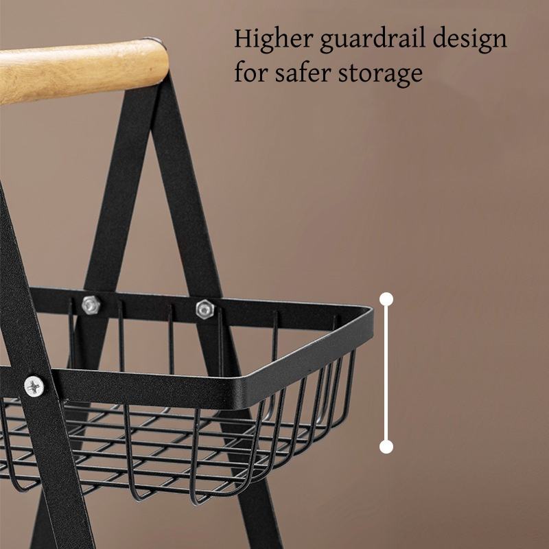 2/3 Tier Kitchen Storage Rack Metal Portable Metal Storage Shelf Detachable Multi-layer Fruit Holder Kitchen Fruit Basket