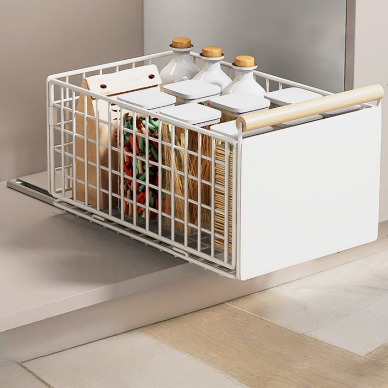 Foldable Pull-Out Storage Basket, Kitchen Bathroom Living Room Pull-Out Storage Basket, Spice Various Storage Shelves