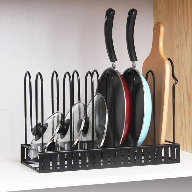 Adjustable Pot and Pan Organizer Rack Kitchen Storage Holder Lid Rack Pantry Organizer for Pots