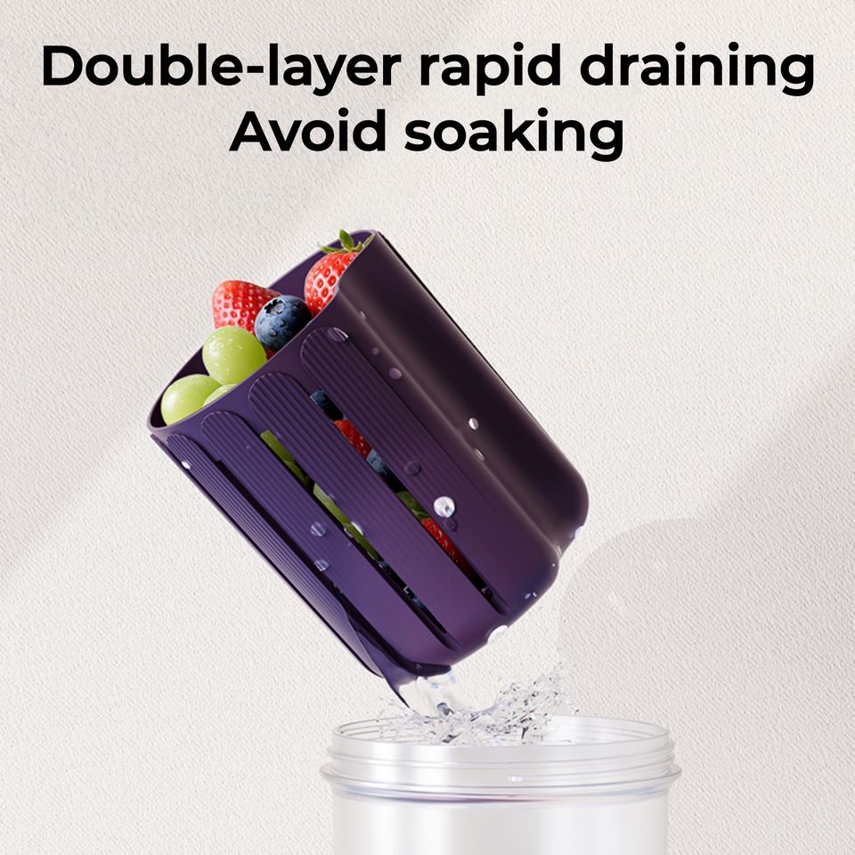 Modern Minimalist Double-Walled Plastic Breakfast Cup - Foldable Dishwasher Safe Portable Drain Cup for Oatmeal and Fruit Kitchen