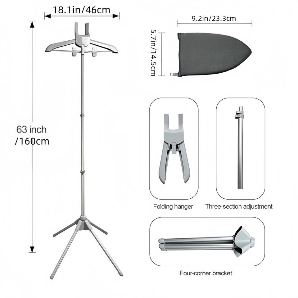 Foldable Steam Ironing Rack with Two Clips (Suitable for Suits, Shirts, Coats, Vests)