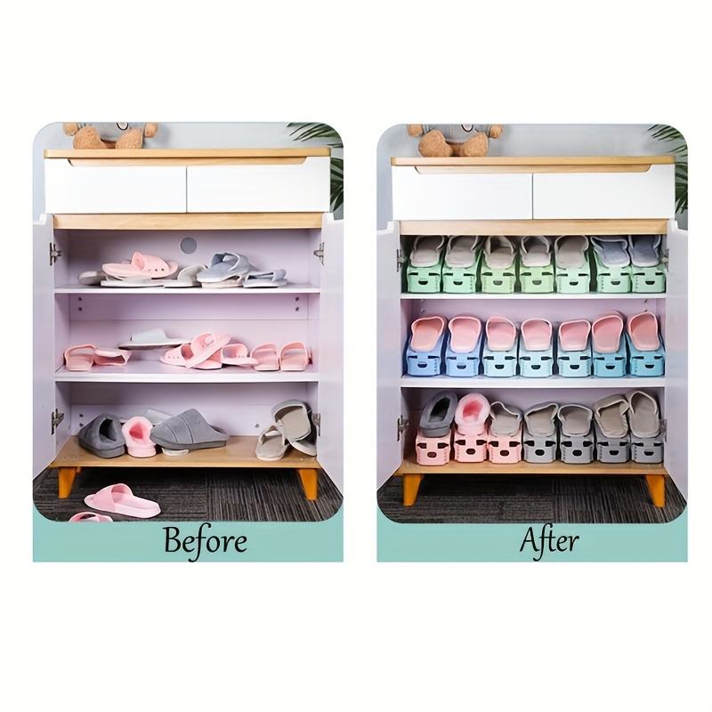 Adjustable Plastic Shoe Rack Organizer for Bedroom, Living Room, Entryway, Dorm