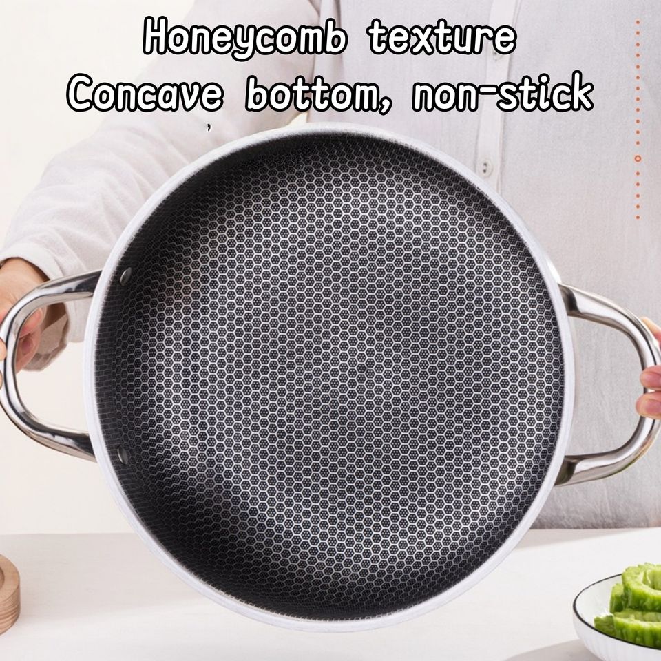 18/10 Thickened Stainless Steel Export Full Flower Honeycomb Frying Pan for BBQ Seafood Dish Dry Pan Grilling Fried Steak