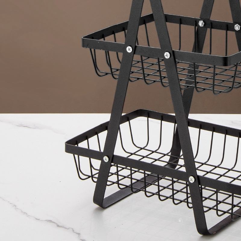 2/3 Tier Kitchen Storage Rack Metal Portable Metal Storage Shelf Detachable Multi-layer Fruit Holder Kitchen Fruit Basket