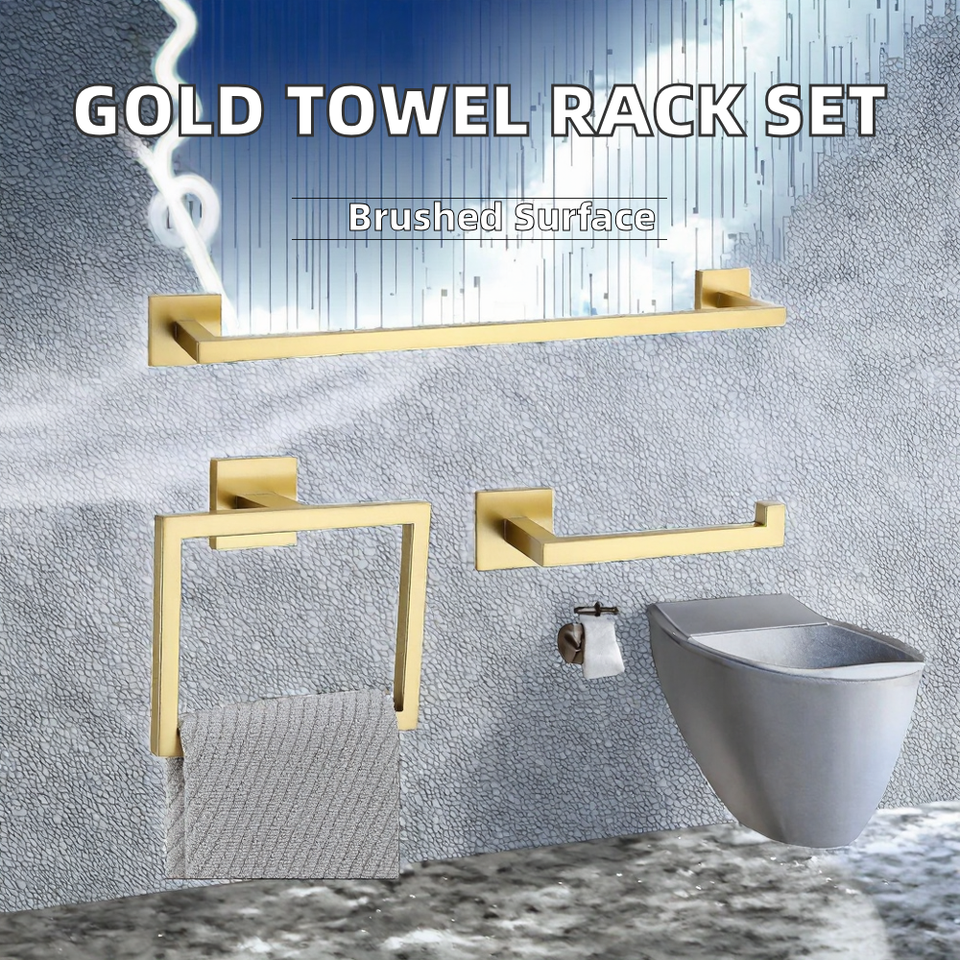 Luxury Shower Towel Holder Tissue Holder Bathroom Hardware Gold Stainless Steel Wall Mount