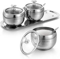Stainless Steel Kitchen Spice Storage Bowls with Lid Spoon Herb Spice Tools Spice Holder Sugar Container Spice Organizer