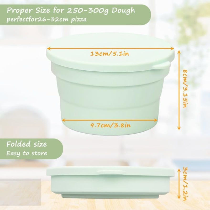 Collapsible Silicone Pizza Dough Container with Lid