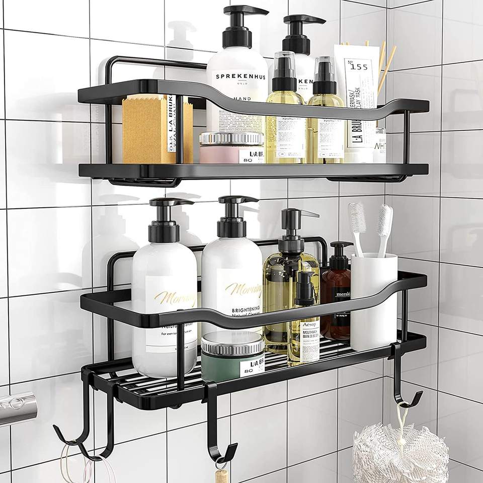 2-Tier Wall-Mounted Stainless Steel Body Laundry Storage Organizer Rack