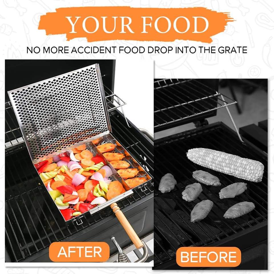 Durable Stainless Steel Outdoor Leisure Grill Plate with Grilled Fish Pan Tool