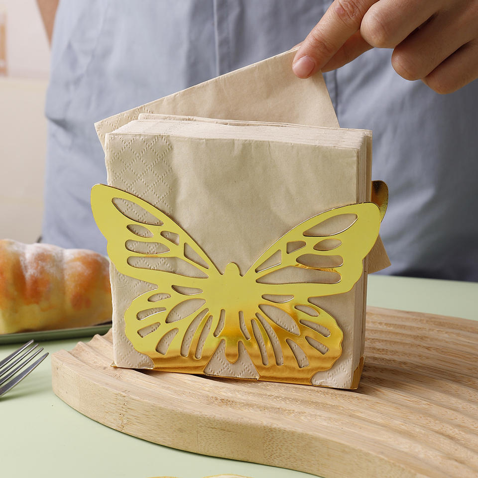 Decorative Butterfly Napkin Holder, Standing Metal Tissue Box Ideal for Wedding Banquet Tables, Space-Saving Storage