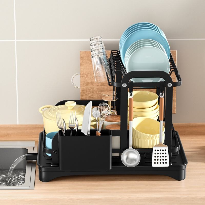 Multifunctional Kitchen Shelf with Drainage Drying Double-Layer Dish Rack