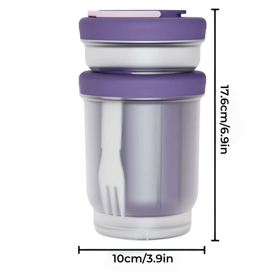 Modern Minimalist Double-Walled Plastic Breakfast Cup - Foldable Dishwasher Safe Portable Drain Cup for Oatmeal and Fruit Kitchen