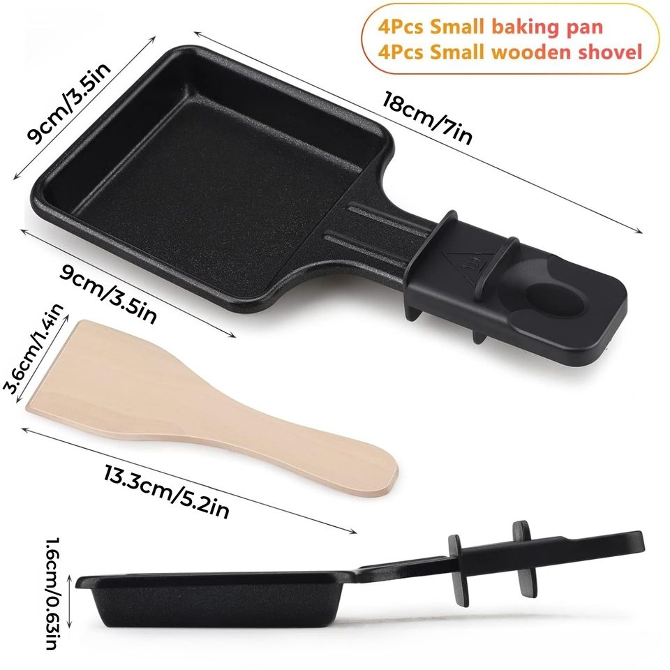 Portable Mini Non-Stick Frying Pan Dual Candlelight Cheese Table Melter Pan Grill Spatula for Raclette Grilled Cheese