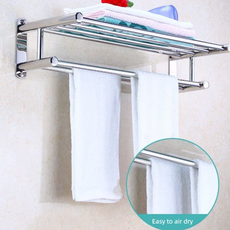 Modern Stainless Steel Double Tier Wall-Mounted Towel Rack