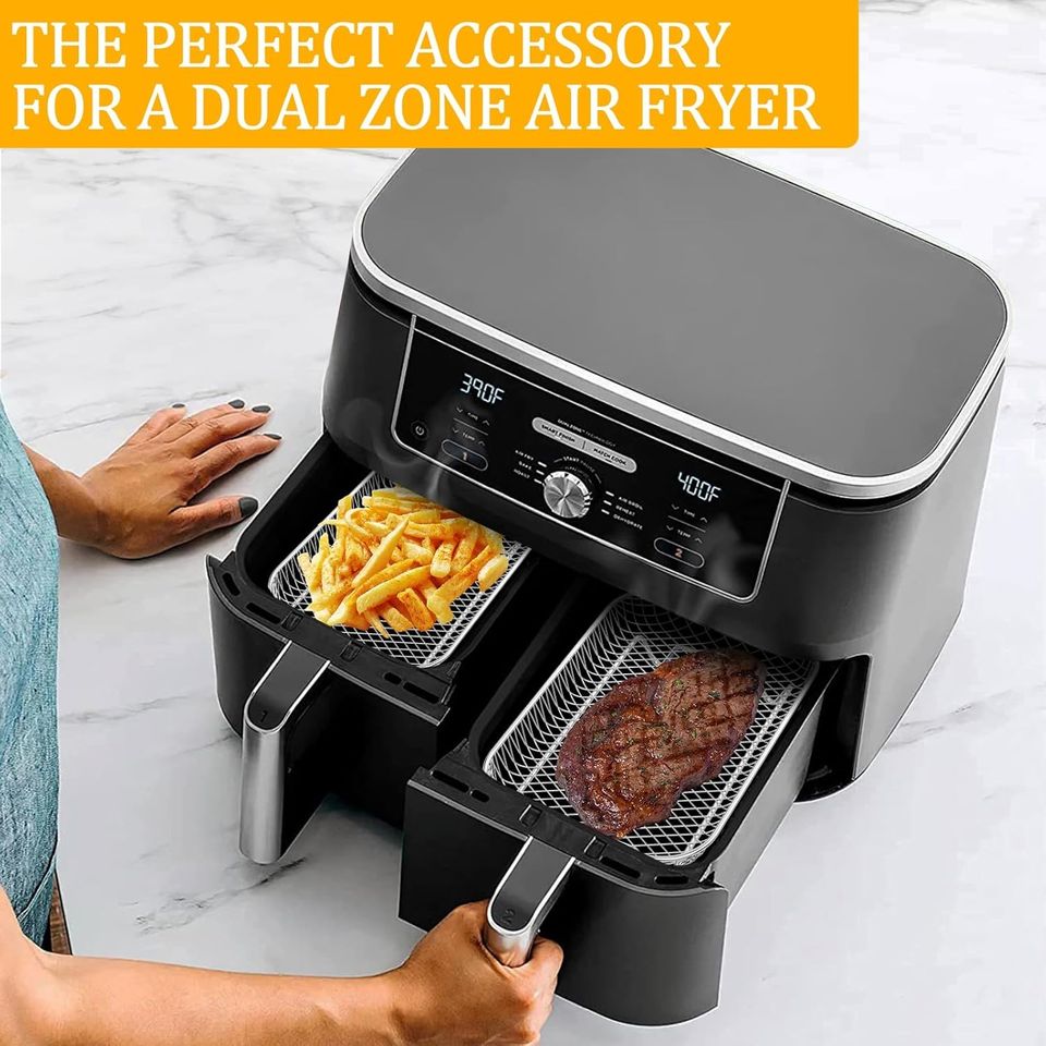 Stainless Steel Air Fryer Accessory Set - French Fries Basket, Grill Rack, Chip Rack, Oven BBQ/Baking Net