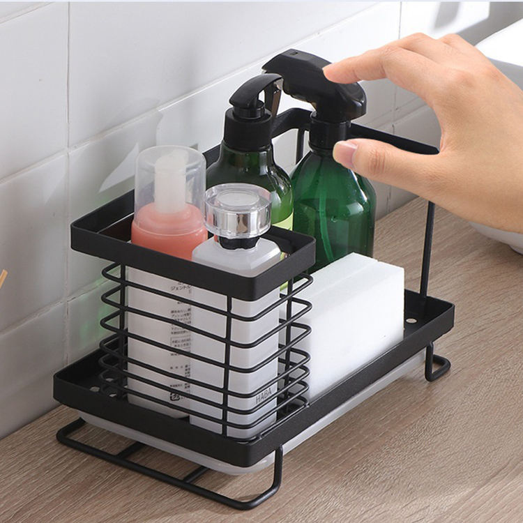 Kitchen Sink Caddy Sponge Holder Organizer 2-in-1 Sinkware Caddy with Drain Tray