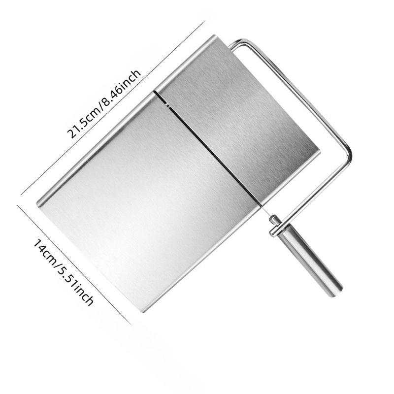 Stainless Steel Cheese Slicer with 5 Replacement Wires, Grid Pattern/Blank Option, for Block Cheese
