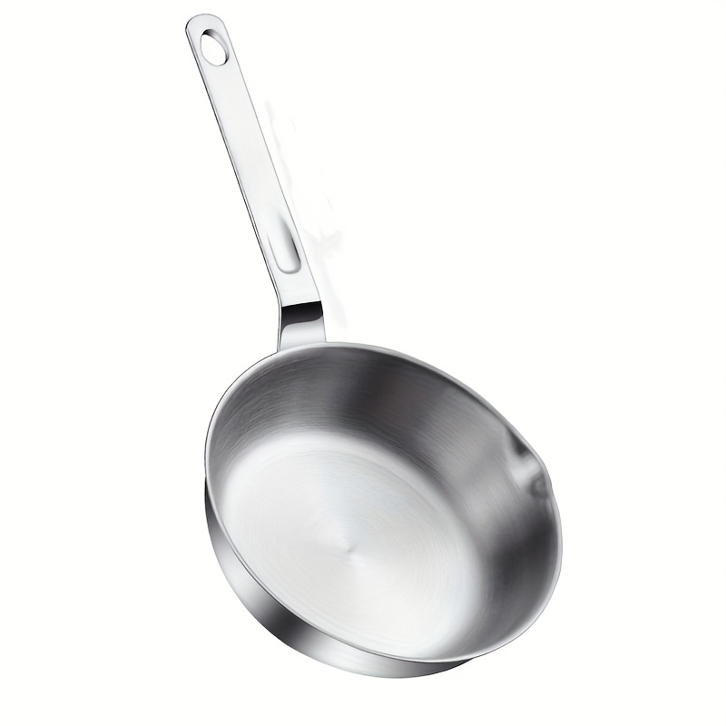 Mini Stainless Steel Frying Pan for Gas and Induction Stoves with Pouring Spout