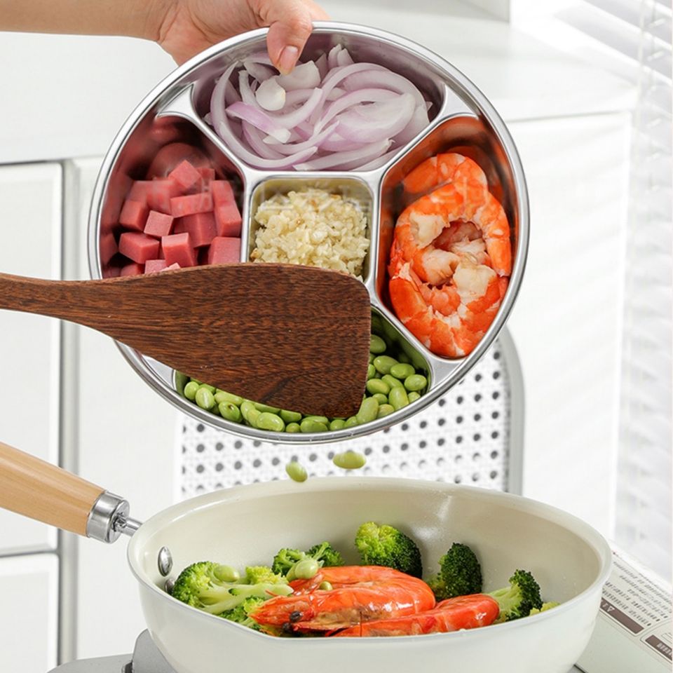 304 Stainless Steel Dip Box with 5 Compartments for Spices Soy Barbecue Sauces Snacks Restaurant or Home Use