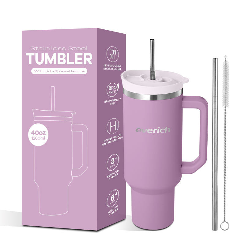 Everich Wholesale 40oz Double-Wall Stainless Steel Beer Mug with 2-in-1 Lid BPA Free