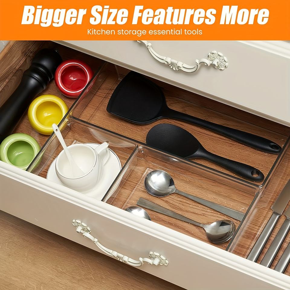 27-Piece Kitchen Drawer Organizer Plastic Space-Saving Organizer for Closet Cabinet Bathroom Office