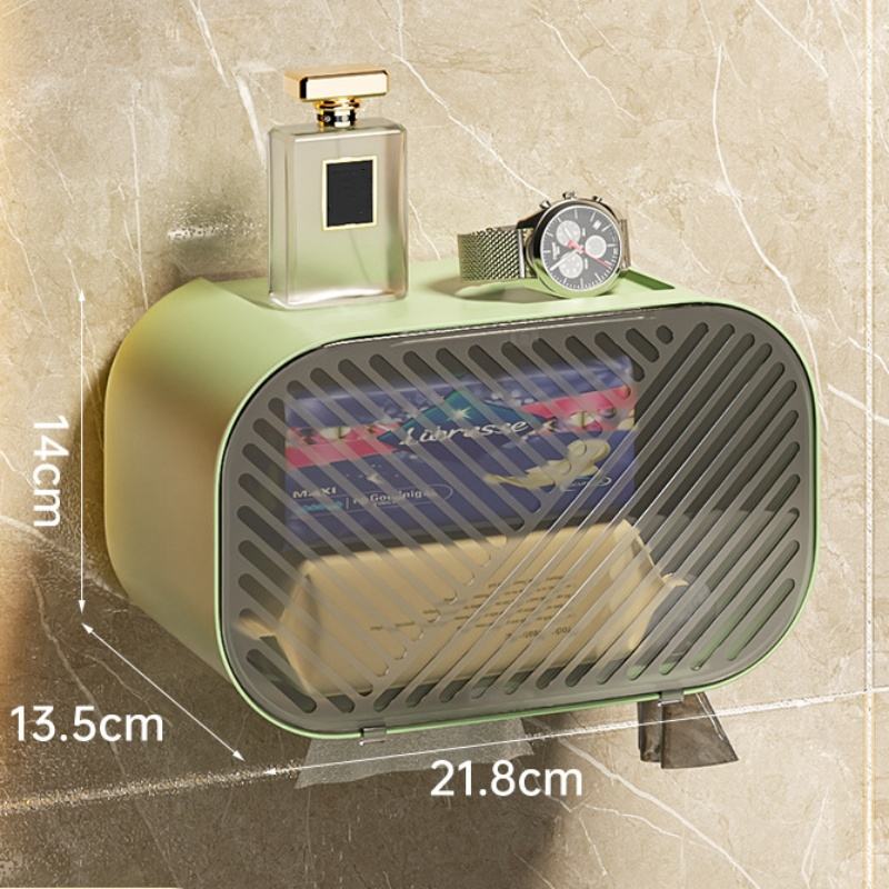 Modern Wall-Mounted Tissue Dispenser in Plastic with Creative Storage for Bathroom